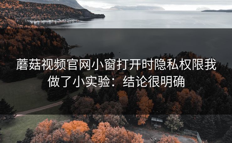 蘑菇视频官网小窗打开时隐私权限我做了小实验：结论很明确